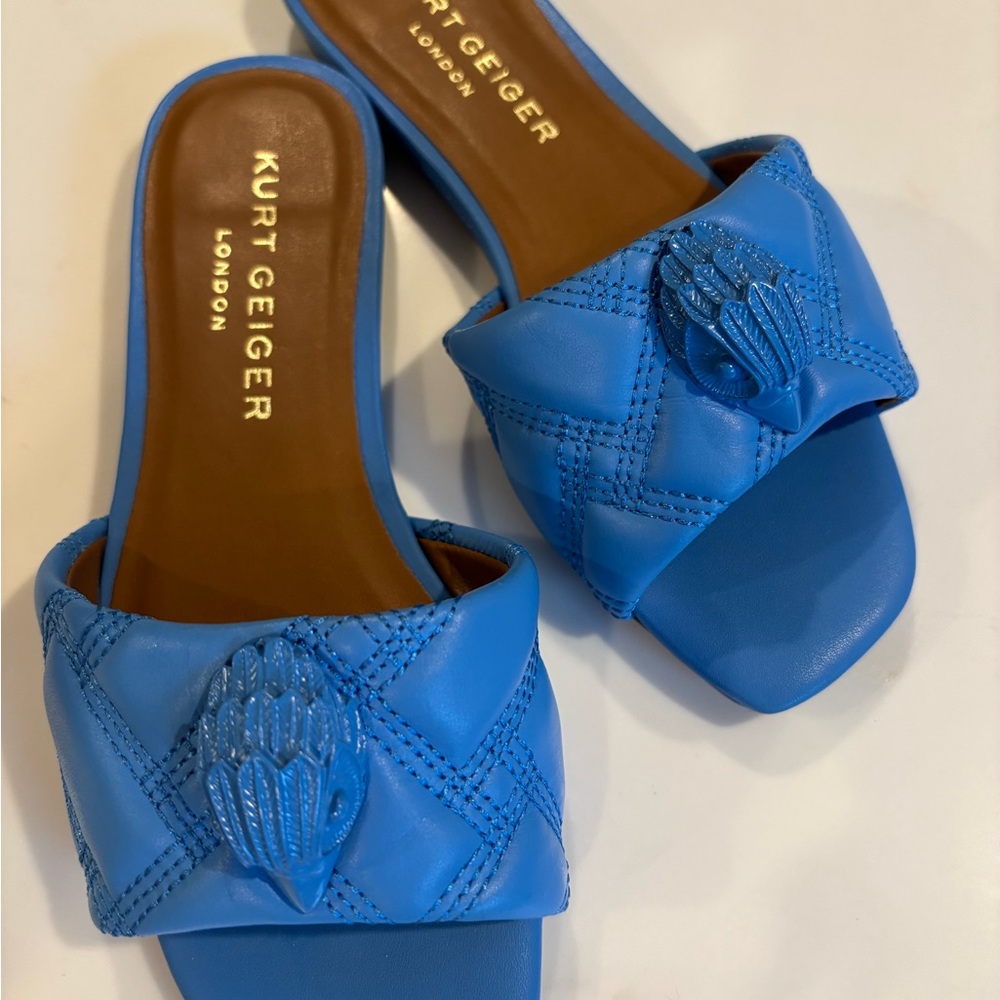 Kurt Geiger Blue Quilted Slide Sandals